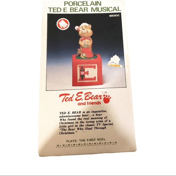 Vintage Ted E. Bear Patti Bear Christmas Music Box with Original Box - Picture 5 of 10
